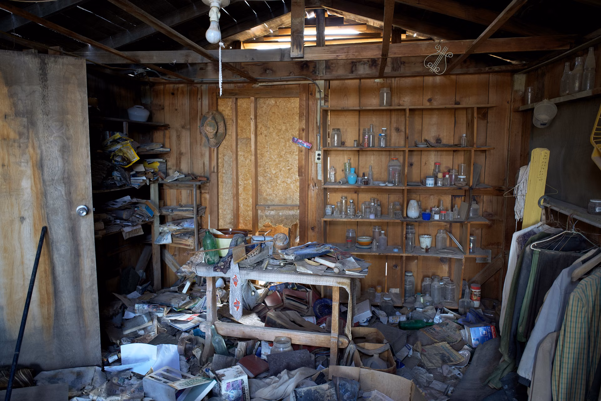 Cluttered storage space packed with old belongings